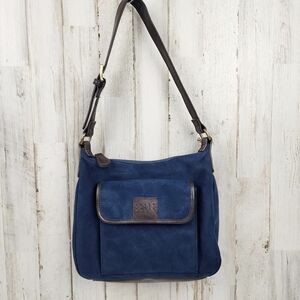 Liz Claiborne Crazy Horse Suede Crossbody Purse Bag Blue